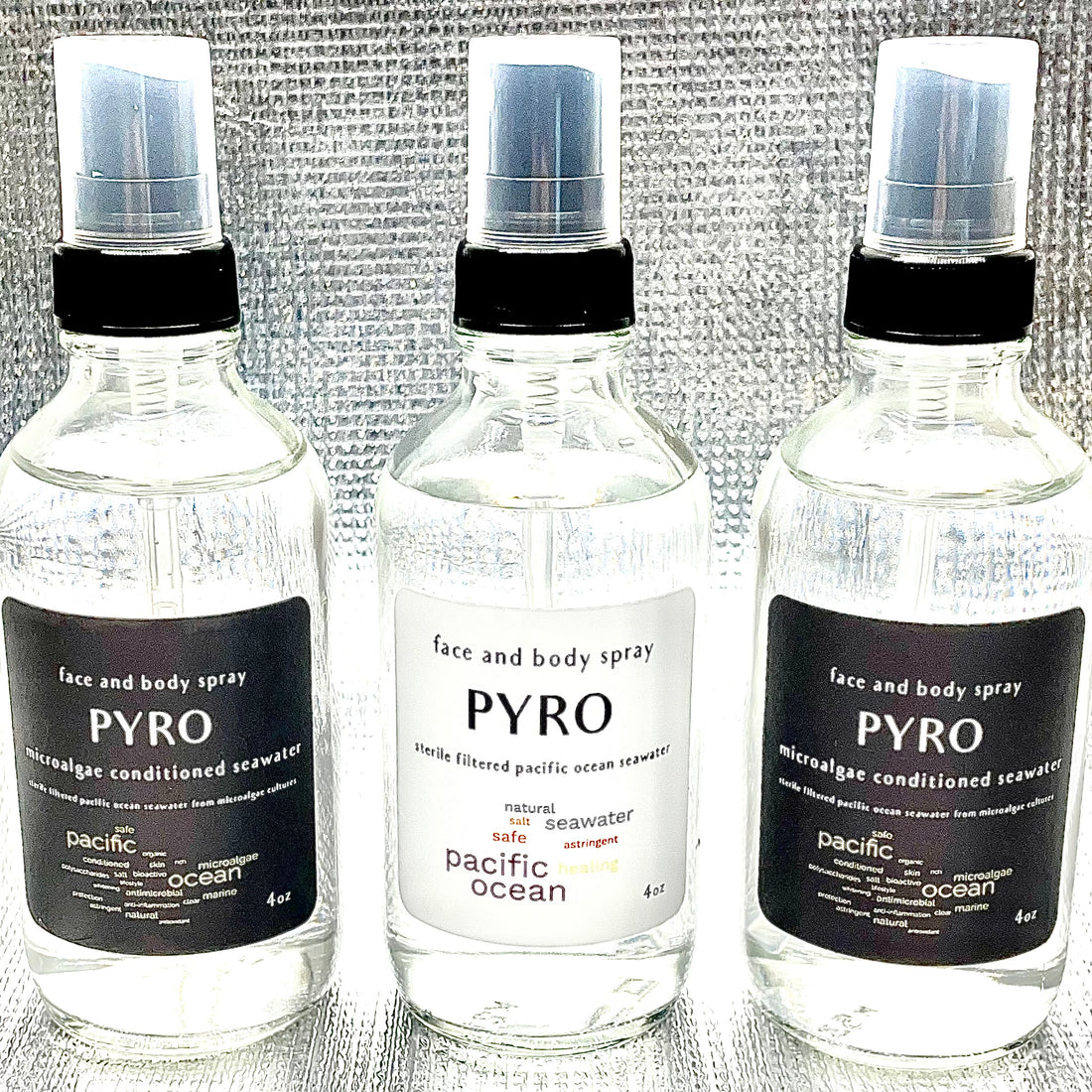 PYRO face and body spray with microalgae treated seawater