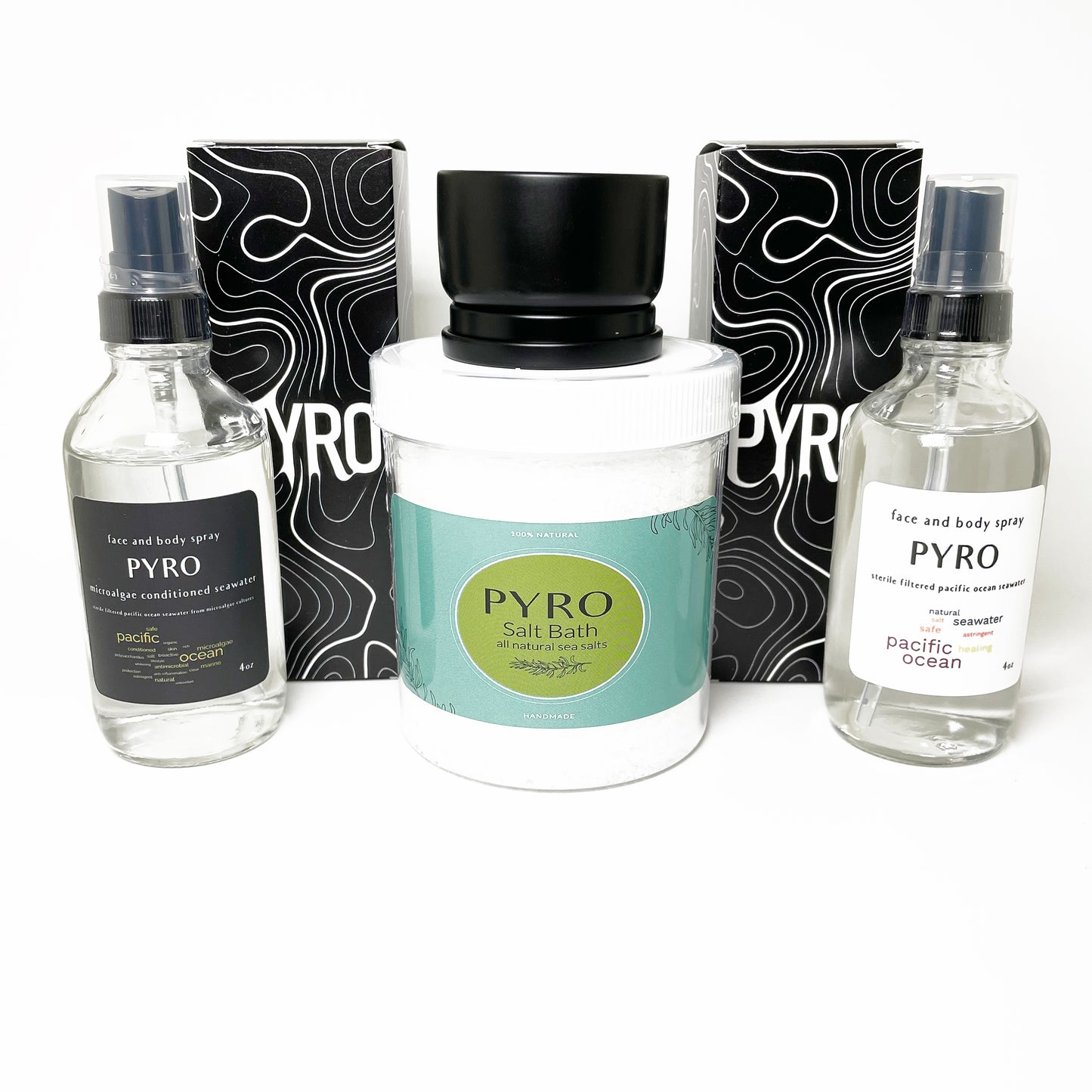 Handmade Ocean Spa Gift Set - Self Care Gift Box with PYRO Sea Sprays, Bath Salts and Sea Candle