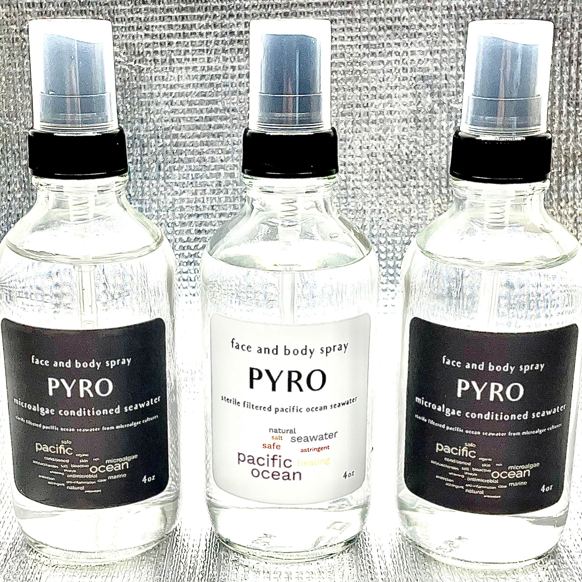 pure pacific ocean PYRO seawater natural organic clean safe and microalgae conditioned seawater